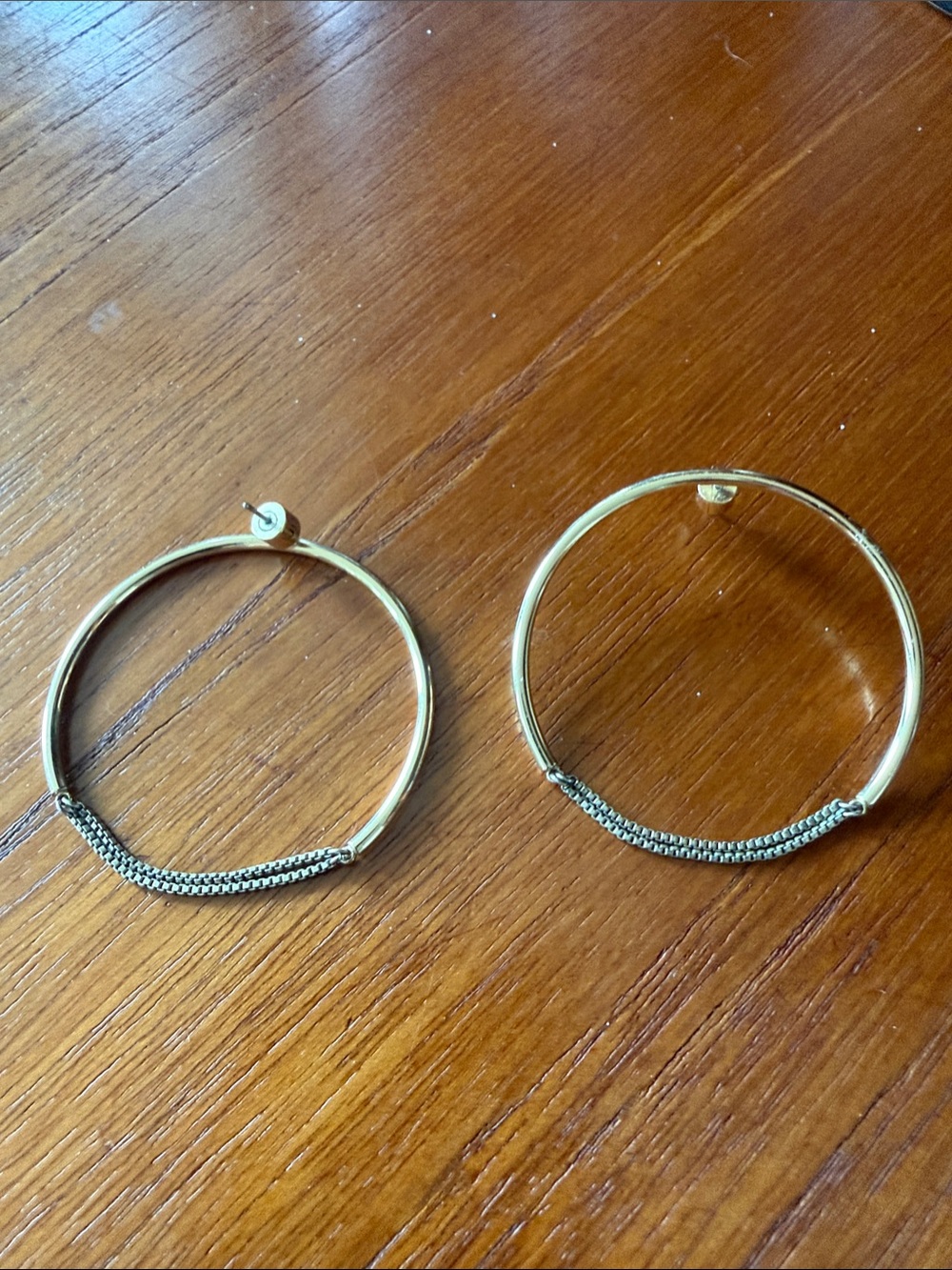 Jenny Bird Gold Hoop Earrings with Chain Detail